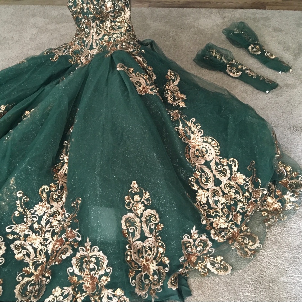 Size 12 Ballroom gown separate long sleeves. CAN REDUCE PRICE.  WORN ONCE